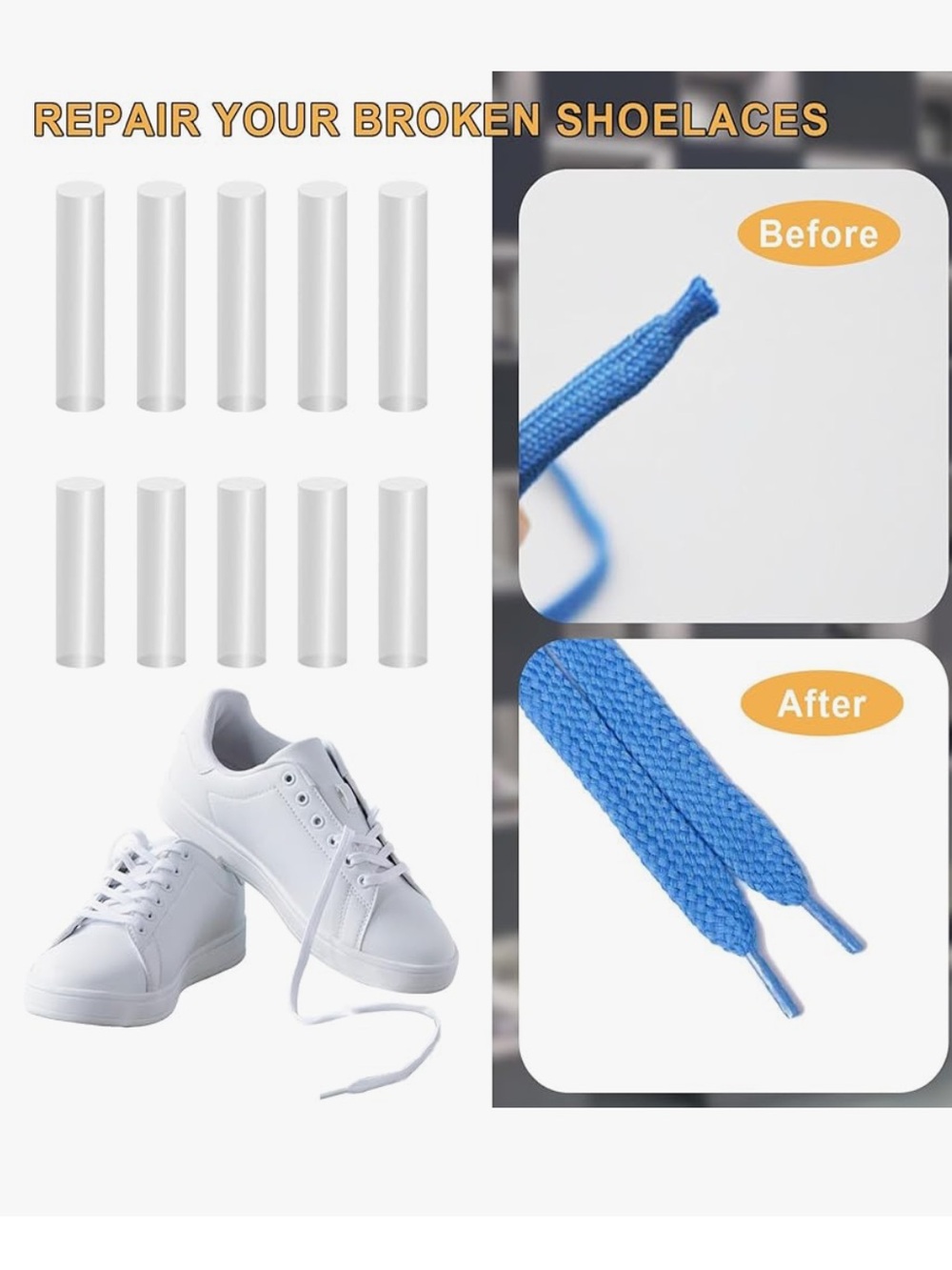 Shoelace Tip Sleeves - Clear Aglets Repair Kit